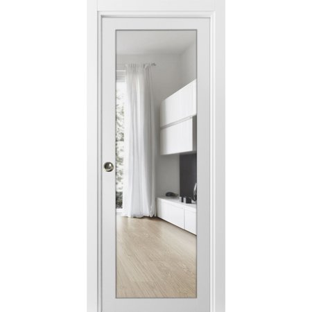 SARTODOORS Pocket Interior Door, 30" x 80", White LUCIA2166PD-BEM-30